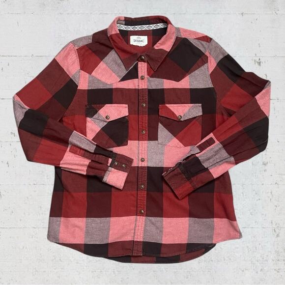 Shyanne Women’s Western Flannel Check Pearl Snap Long Sleeve Shirt Size XL - Picture 1 of 9